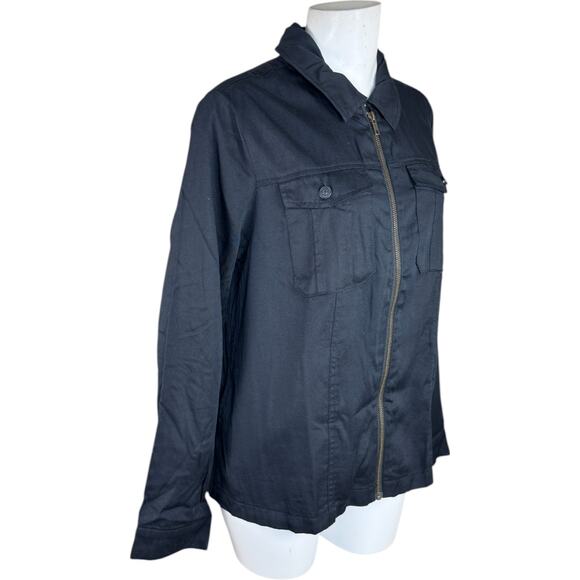 LOGO by Lori Goldstein Zip Front Long Sleeve Jacket Black Medium NWOT Lightweigh - Picture 7 of 14